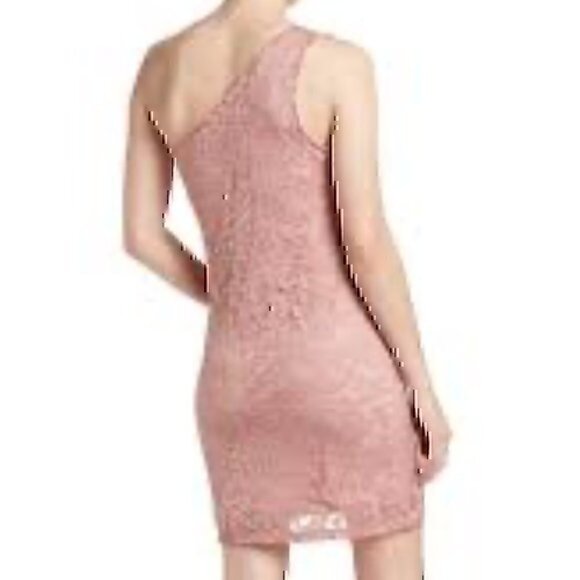 NEW NWT DUAL NATURE Lace One Shoulder Mini Dress Mauve Pink Floral Lace Medium M - Picture 3 of 12